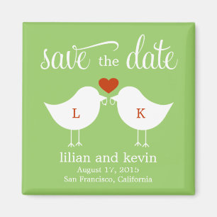 Monogrammes Oiseaux Enregistrer La Date Magnet
