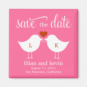 Monogrammes Oiseaux Enregistrer La Date Magnet