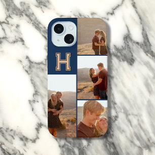 Monogrammfoto in fett, navyblau iPhone 15 hülle