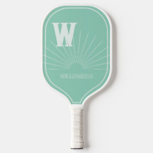 Monogrammiert mit Sunburst & Name in Seafoam Pickleball Schläger
