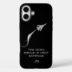 Monogrammiert,Poesie, Fliegen, Flugzeug mit Rauch iPhone 16 Plus Hülle