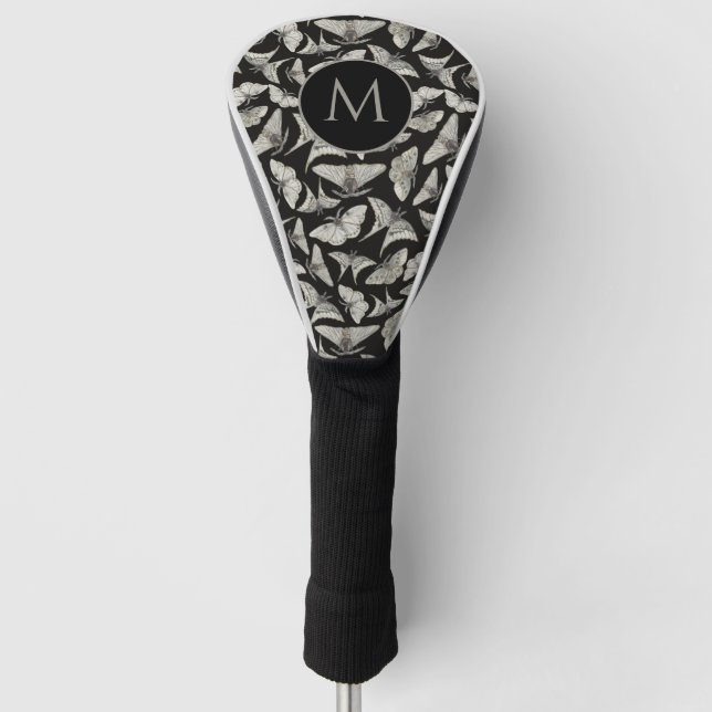Monogrammierte Anfangsbuchstabe Schwarz Beige Mott Golf Headcover (Vorderseite)