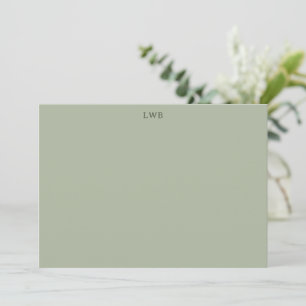 Monogrammierte Anfangsbuchstaben Salbei Jade Moder Mitteilungskarte