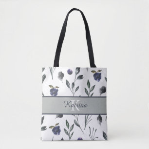 Monogrammierte Aquarell-Blumentasche Tasche