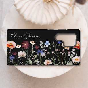 Monogrammierte Aquarell-Farbige Wildblumenwiese Samsung Galaxy Hülle