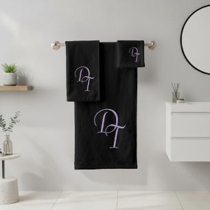 Monogrammierte Auberginenfarbe Badhandtuch Set