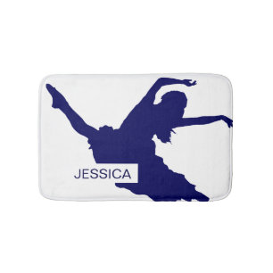 Monogrammierte Black Dancer Silhouette Illustratio Badematte
