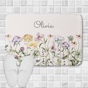 Monogrammierte Bunte Wildblumengarten Badematte