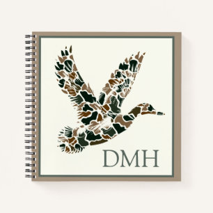 Monogrammierte Camouflage Stockente Notizbuch