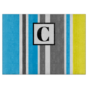 Monogrammierte Cool Colours Streifen Glas Schneidebrett