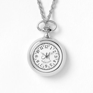Monogrammierte Damen-Uhr-Halskette Armbanduhr