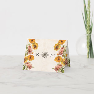 Monogrammierte Dankeskarten mit Hummel-Motiv Dankeskarte