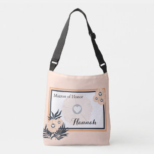 Monogrammierte Ehrenbrautjungfer-Hochzeitstasche m Tragetaschen Mit Langen Trägern