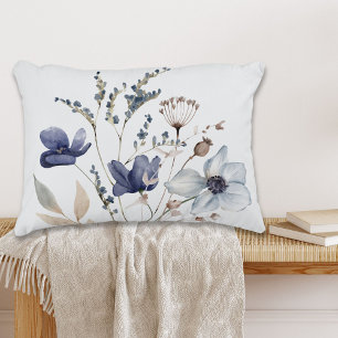 Monogrammierte elegante schicke Wasserfarbe blaue  Dekokissen