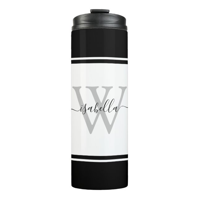 Monogrammierte feminine moderne trendige Schrift S Thermosbecher (Vorderseite)