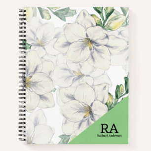 Monogrammierte florale Grünpflanzen Anfangsbuchsta Notizbuch