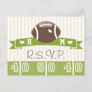Monogrammierte Football-Hochzeits-RSVP-Postkarte Einladungspostkarte