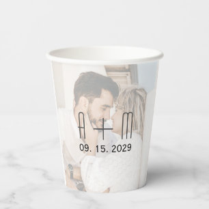 Monogrammierte Fotopapierbecher für die Hochzeit Pappbecher