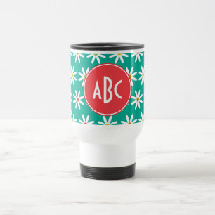 Monogrammierte Gänseblümchen Punkte Reisebecher