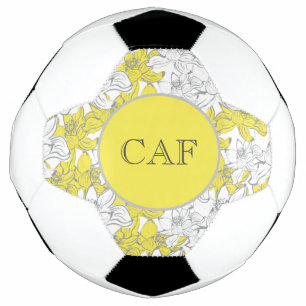 Monogrammierte gelbe und graue Blumenmuster Fußball