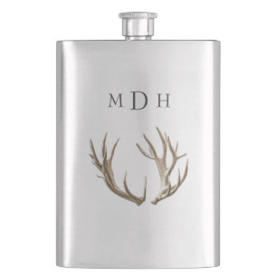 Monogrammierte Hirschgeweih-Flasche für ihn Flachmann