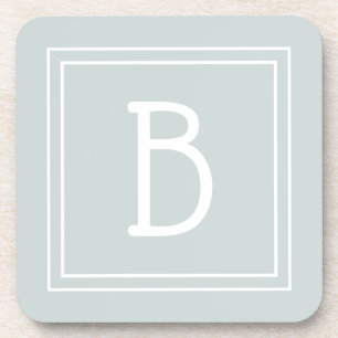 Monogrammierte Initiale Grün & Weiß Moderne Farmha Getränkeuntersetzer