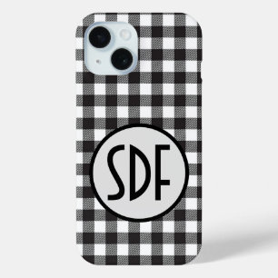Monogrammierte Initialen Schwarz Weiß Buffalo Karo Case-Mate iPhone Hülle