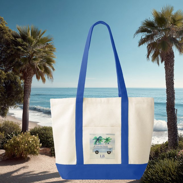Monogrammierte Kontrastbesatz-Surf-Ausrüstung Tragetasche (Surfing lover beach tote bag)