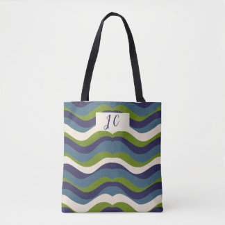Monogrammierte l Wellige Retro-Streifen, Tasche