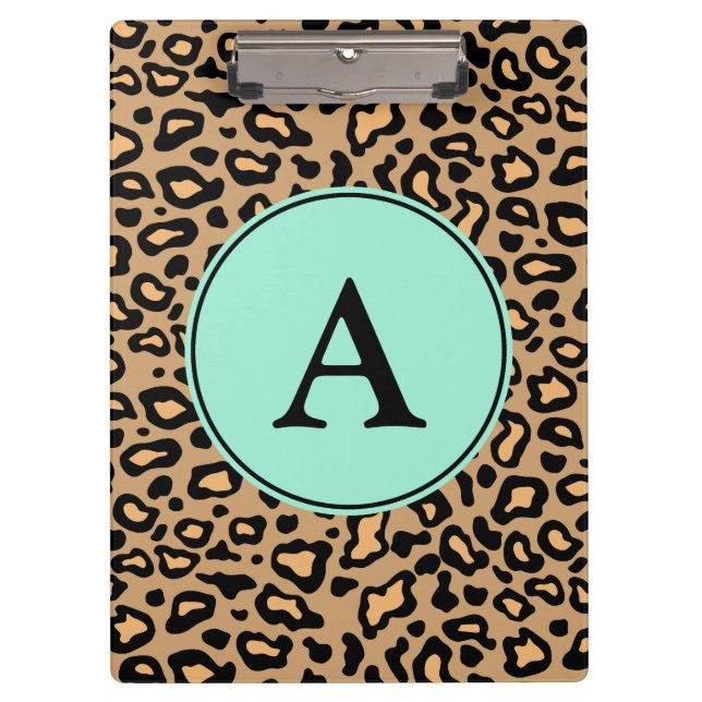 Monogrammierte Leopard-Mappe Klemmbrett (Vorderseite)