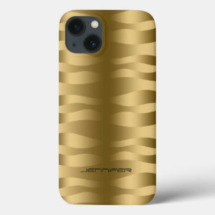 Monogrammierte Metallic Gold Wavy Zebra Streifen Case-Mate iPhone Hülle