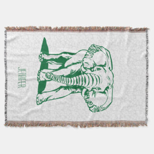 Monogrammierte Niedlich Hunter Green Elephant Line Decke