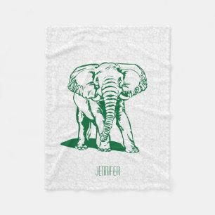 Monogrammierte Niedlich Hunter Green Elephant Line Fleecedecke