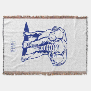 Monogrammierte Niedliche Navy Blue Elephant Line Z Decke