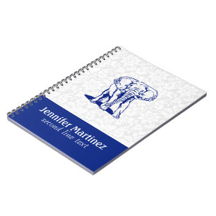 Monogrammierte Niedliche Navy Blue Elephant Line Z Notizblock