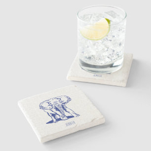 Monogrammierte Niedliche Navy Blue Elephant Line Z Steinuntersetzer