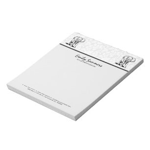 Monogrammierte Niedliche Schwarze Elefantenlinie Z Notizblock