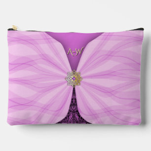 Monogrammierte Orchideen-Rosa-Jewel-Textil-Illusio Zubehörtasche