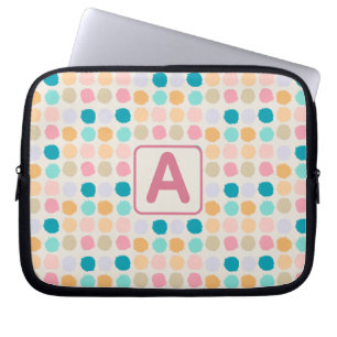 Monogrammierte Pastell-Punkte Laptopschutzhülle