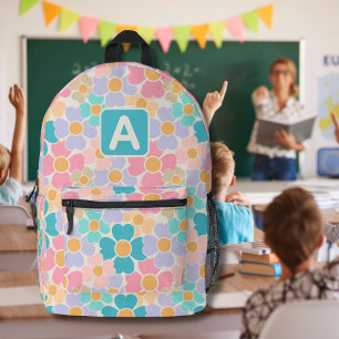 Monogrammierte Pastellblumen Bedruckter Rucksack