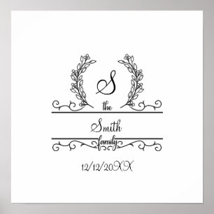 Monogrammierte personalisierte Familienname-Schrif Poster