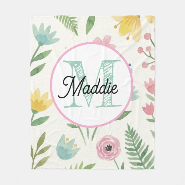 Monogrammierte personalisierte Fleece-Decke florl Fleecedecke (Vorderseite)