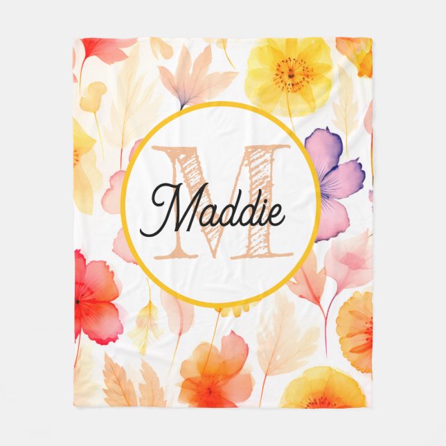 Monogrammierte personalisierte Fleece-Decke florl Fleecedecke (Vorderseite)