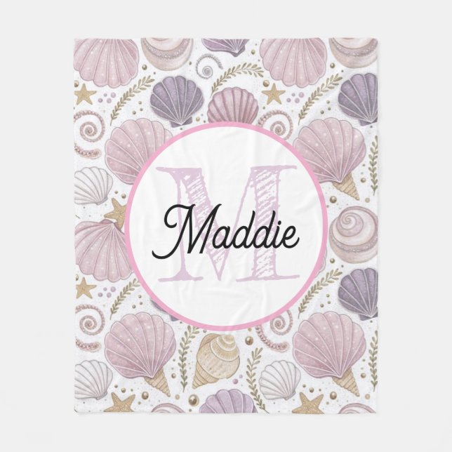 Monogrammierte personalisierte Fleece-Decke Schale Fleecedecke (Vorderseite)
