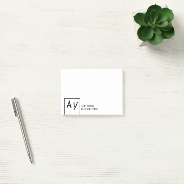 Monogrammierte persönliche oder kleine Geschäftsko Post-it Klebezettel (Büro)