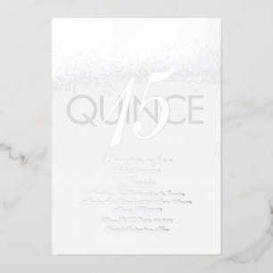 Monogrammierte Quince gepresster Glitter Silber Folieneinladung