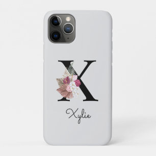 Monogrammierte rosa florale Initiale X Case-Mate iPhone Hülle