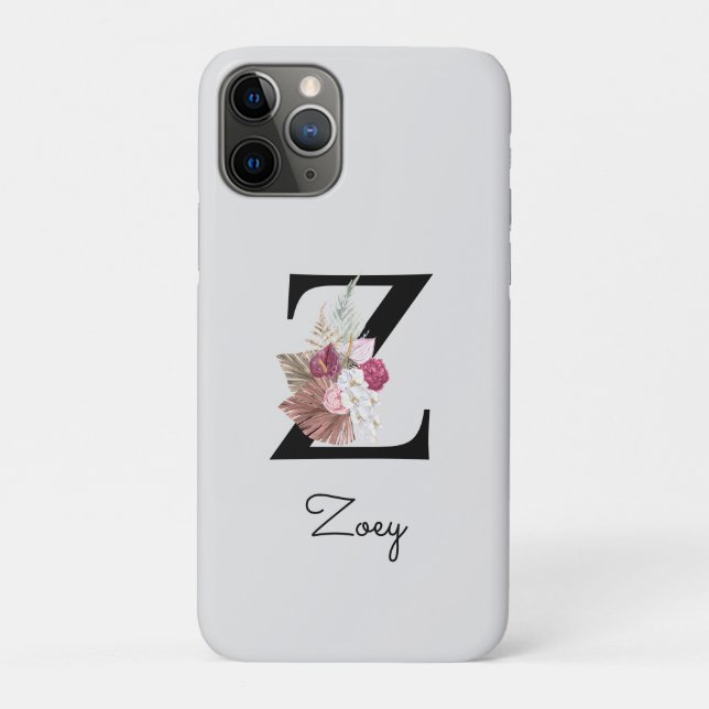 Monogrammierte rosa florale Initiale Z Case-Mate iPhone Hülle (Rückseite)