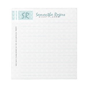 Monogrammierte Sage Green & White Damask Notizblock