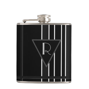 Monogrammierte Schwarz-Weiß-Gestreifte Flachmann